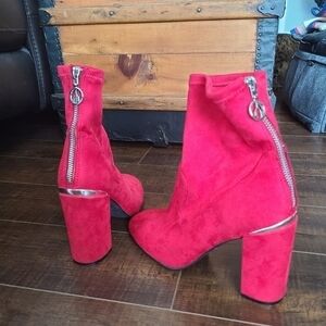 The Wishbone Collection red suede booties - worn once